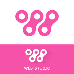 W letter logo, web studio icon