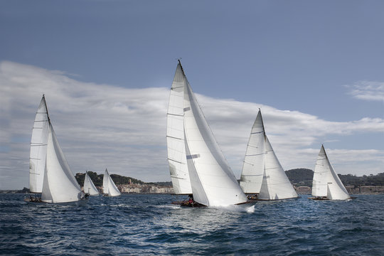 Fleet of classic sailing yachts