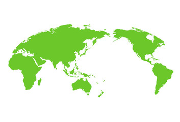 World map color green, vector illustration