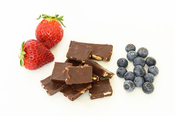 Fresh Strawberries, Blueberries and and chocolate