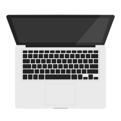 Top view of laptop computer with keyboard layout template, vector illustration eps 10