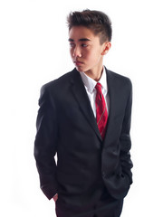 teenage boy wearing a suit