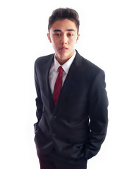 teenage boy wearing a suit