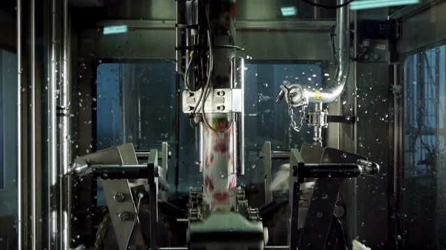 Packaging machine at the modern dairy factory