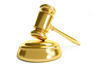 gavel law gold on a white background