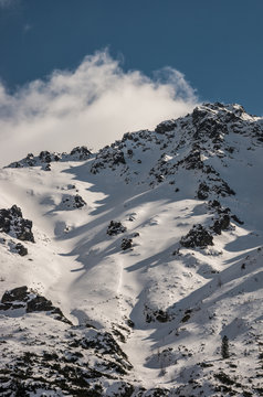 Tatra mountains, snow fields on Zabi Szczyt