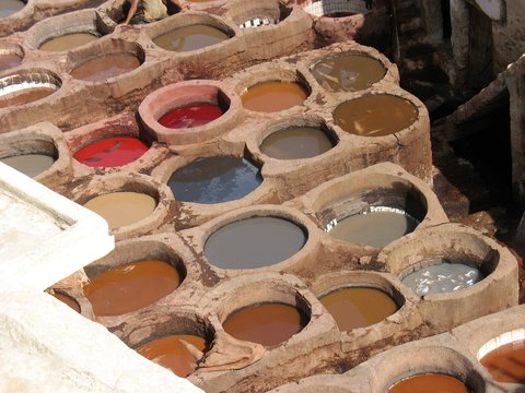 Traditional leather tanning, Fez, Morocco