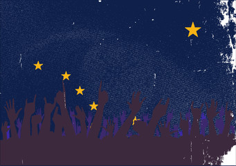 Fototapeta premium Alaska State Flag with Audience