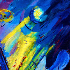 abstract painting by oil on canvas on a space theme, illustratio © Mikhail Zahranichny