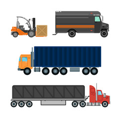 Forklift Truck. Delivery Van. Delivery Truck. Delivery Trailer. Cargo Industry