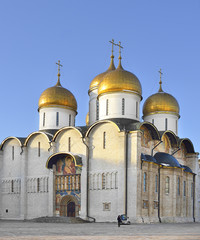 Fototapeta na wymiar Cathedral of the Dormition (1479) in the Moscow Kremlin, (south facade, viewed from Cathedral Square), Russia