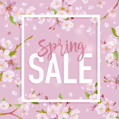 Fototapeta na wymiar Spring Sale Banner. Sale background. Big sale. Floral Sale Tag.