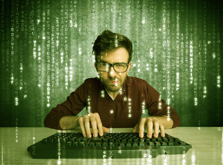 Online hacking in progress concept