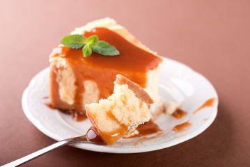 piece of cheesecake with a fork