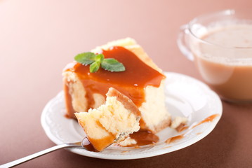 piece of cheesecake with a fork