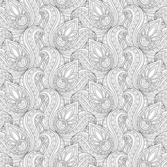 Vector Seamless Monochrome Floral Pattern