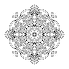 Vector Beautiful Deco Monochrome Contour Mandala