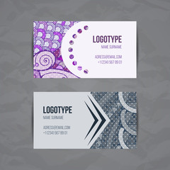 Set of vector design templates. Brochures in random colorful style. Zentangle designs.