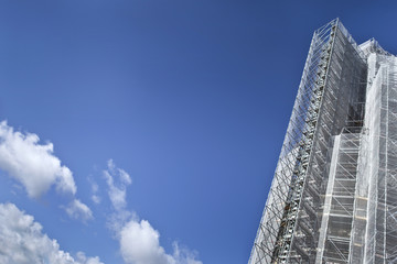 Scaffolding and blue sky