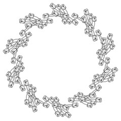 Round frame with elegant tulips. Vector clip art.