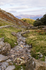 Near Castle Crag, Lake District National Park, UK. Borger Dalr geology walk, Borrowdale Valley