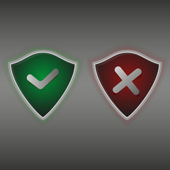 Shield set with check marks