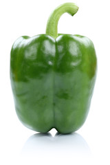 Paprika grün Gemüse seitlich Freisteller freigestellt isoliert