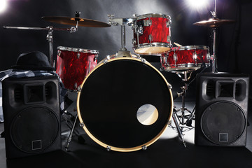 Fototapeta na wymiar Drum set on a stage