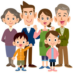 家族　三世代　6人　全身
