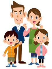 四人家族　全身　正面
