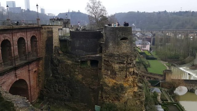 Luxembourg City. The Bock Caves (Bockfiels) external. The Casemates of Luxembourg are a major attraction at the city's old historical district.