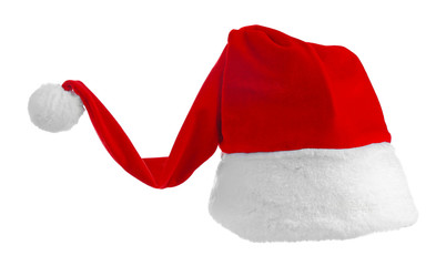 Santa Claus red hat isolated on white background, close up