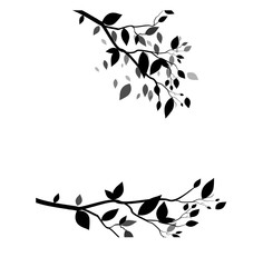 Beautiful art tree silhouette isolated on white background