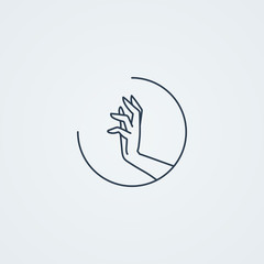 Vector icons with a graceful female hand in a beautiful setting.
