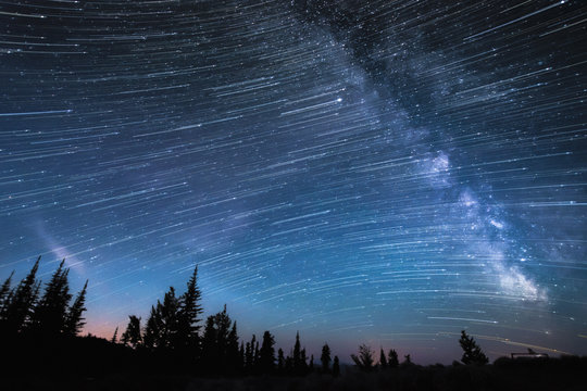 Milky way, hour-long time exposure, Osoyoos, British Columbia, Canada