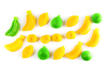 Fruit candies isolated on white
