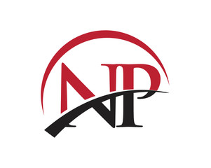 NP red letter logo swoosh - obrazy, fototapety, plakaty