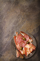 cured meat and salami selection