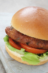 gourmet burger in brioche bun