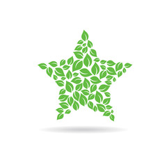 Star of leaves logo. Vector design graphic illustration