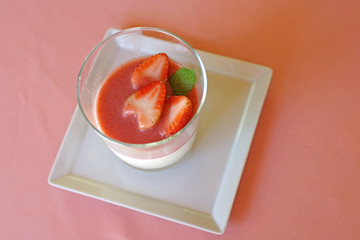 panna cotta with fresh strawberry