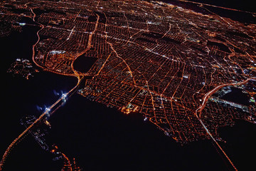 Aerial view of Miami at night, Florida, USA