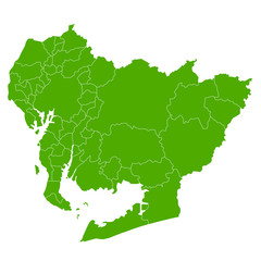 Obraz premium 愛知 地図 緑 アイコン