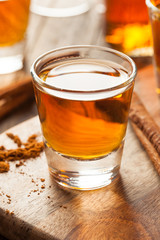 Cinnamon Whiskey Bourbon in a Shot Glass