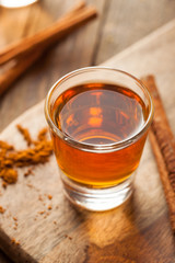 Cinnamon Whiskey Bourbon in a Shot Glass