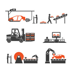 Fototapeta na wymiar icons production lines of the conveyor