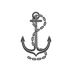 silhouette of old anchor with a chain