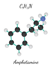 C9H13N amphetamine molecule