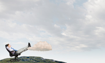 Businessman and ideas in his head