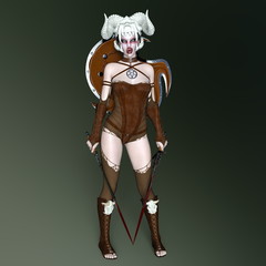 Fototapeta premium 女性ゾンビ戦士